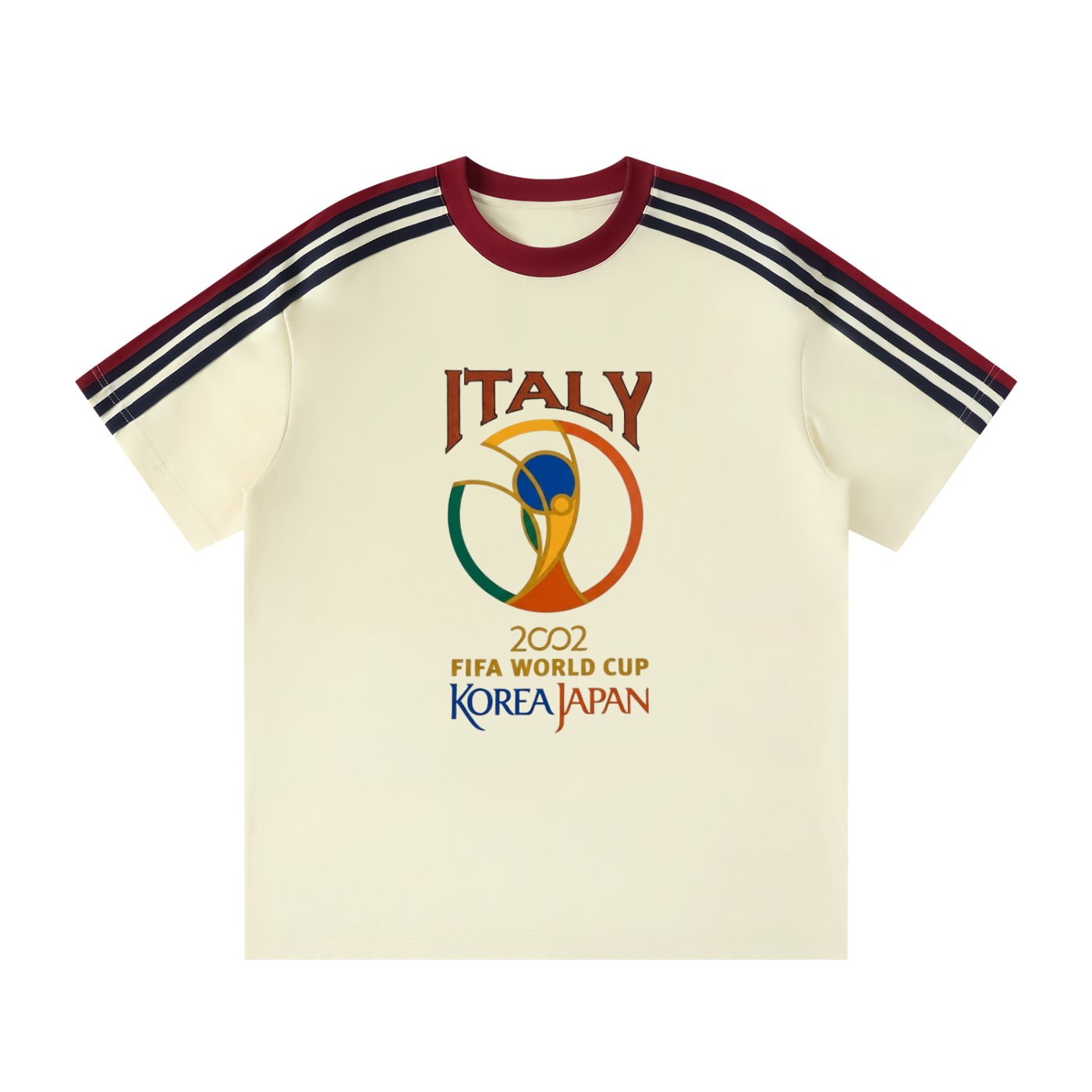 2002 KOREA/JAPAN Unisex Colorblock Striped T-Shirt