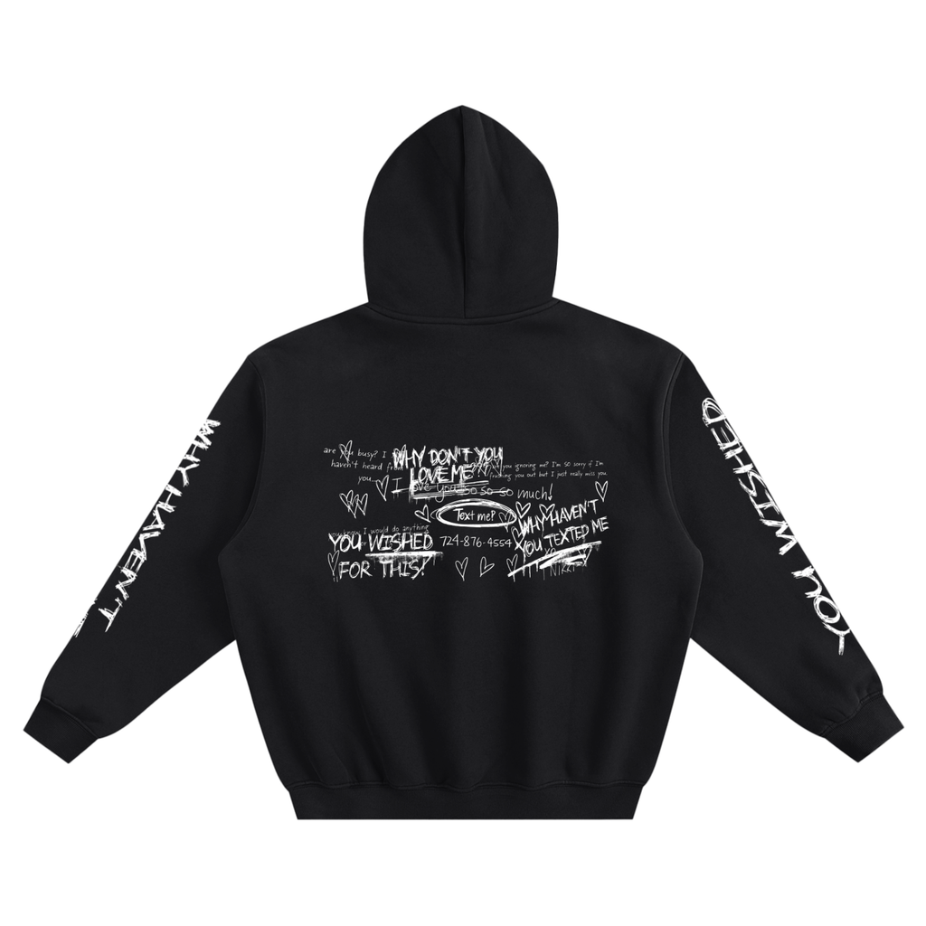 OBSESSION TEXT ME FLEECED BOXY HOODIE