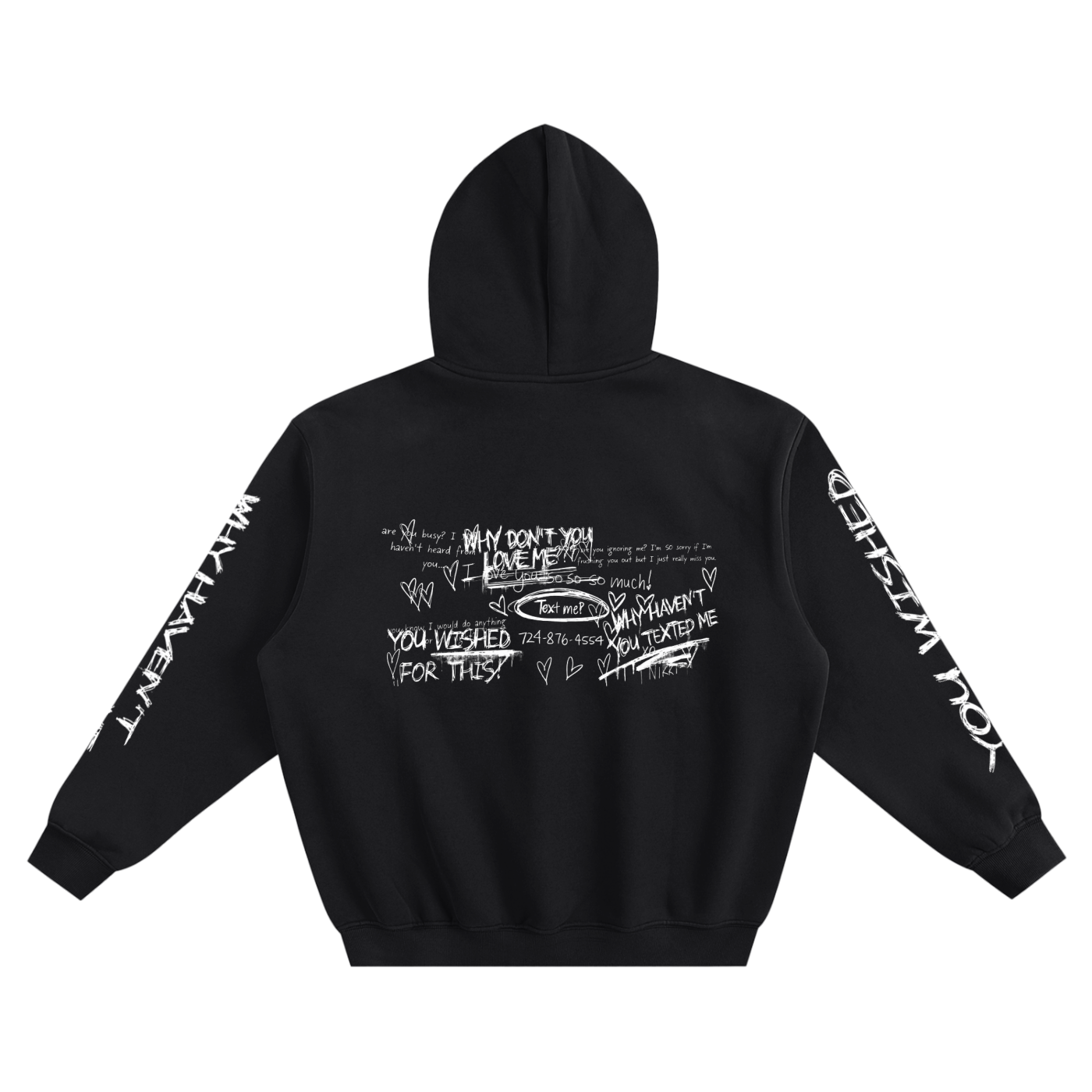 OBSESSION TEXT ME FLEECED BOXY HOODIE