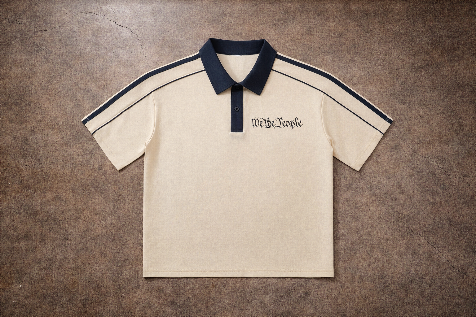 'WE THE PEOPLE' Collar Short-Sleeve Polo Shirt